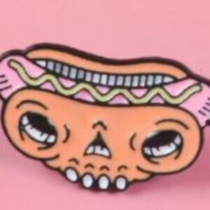 Zombie Hotdog Hot Dog Pin Brooch